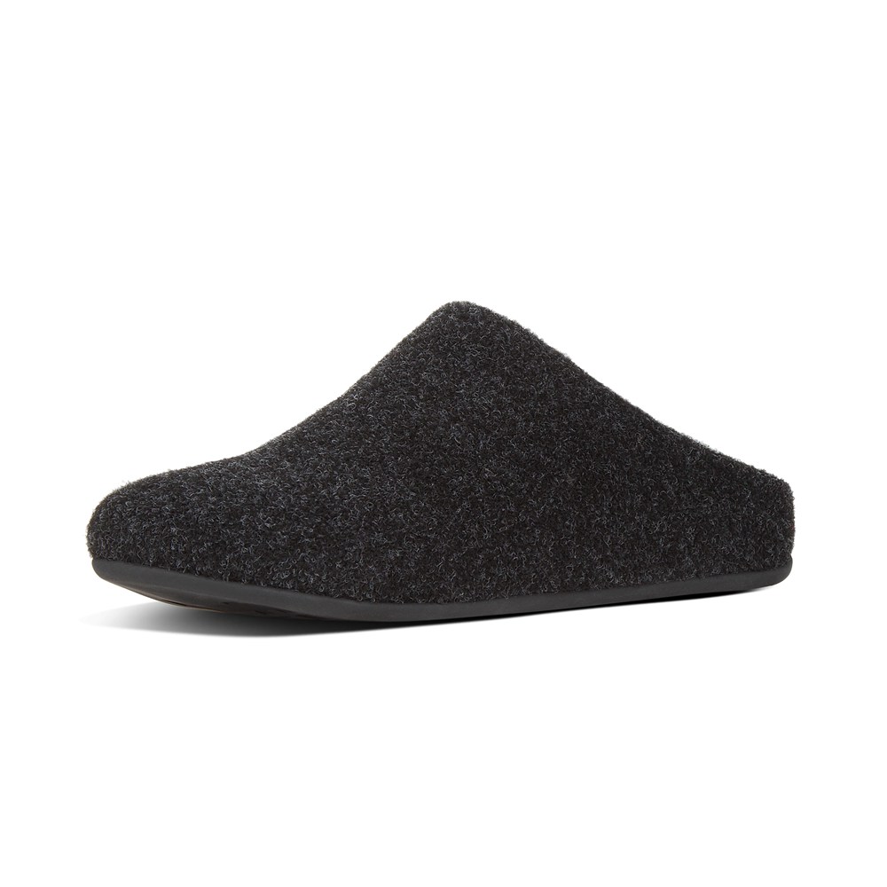 Fitflop Womens Slippers Black - Chrissie Felt - 90ADOSGYZ